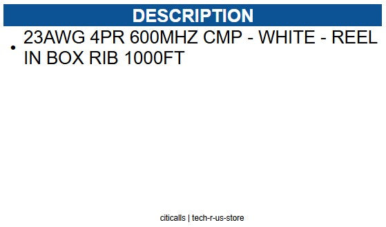 Wavenet WAV-CAT6E-PLEN-RB-WH 6E04UPWH3N CAT6E PLENUM 600MHz WHITE