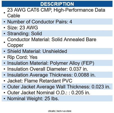 Wavenet WAV-CAT6V-PLEN-WH CAT6 UTP PLENUM WHITE