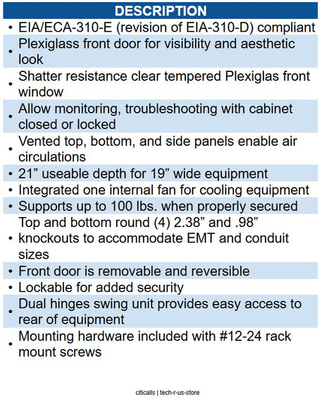 Wavenet WAV-CBTF-WM6U-SW 6U WALL MOUNT CABINET
