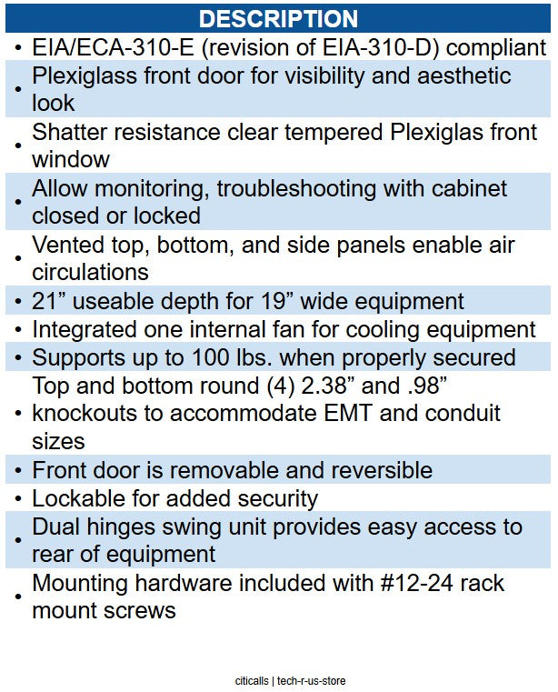 Wavenet WAV-CBTF-WM6U-SW 6U WALL MOUNT CABINET