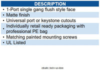 Wavenet WAV-FACE-1-WH-25PK FP01PWH-SPK FACEPLATE 25 PK WHITE