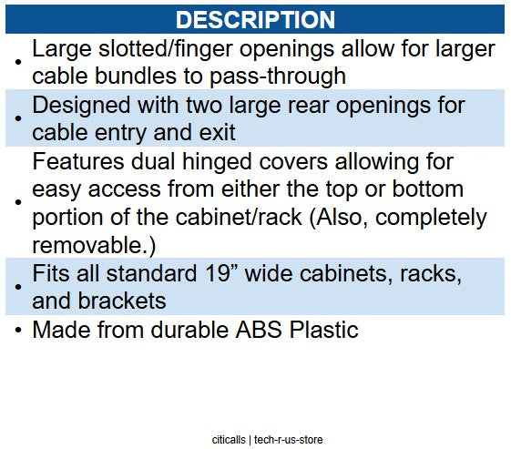 Wavenet WAV-PDH-DS-2U HORIZONTAL CABLE MGR 2U DOUBLE SIDE