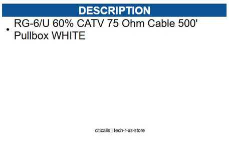 Wavenet WAV-RG6-COAX-WH RG6 COAX 1000FT PULL BOX RG6URWH4
