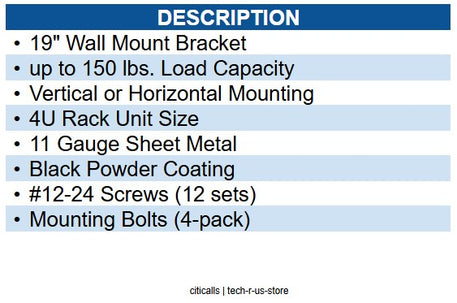 Wavenet WAV-VWMB-4U VERTICAL and  HORIZONTAL WMNT BRACKET