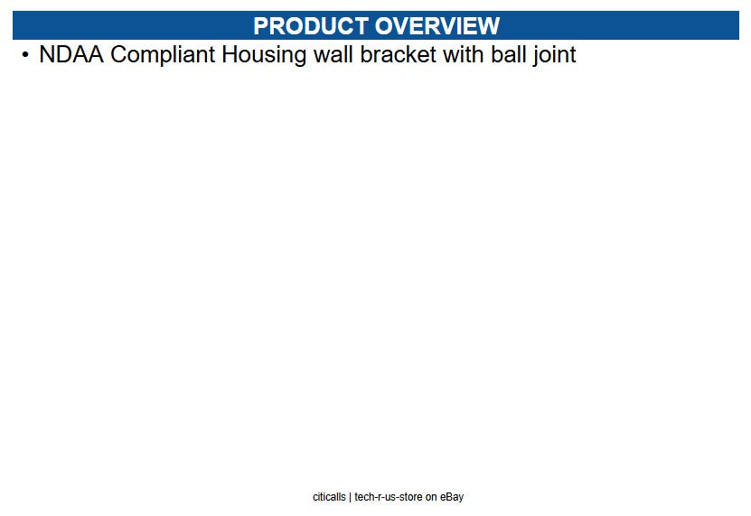 Pelco WBMA NDAA Compliant Housing wall bracket with ball joint
