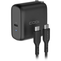 Codi WC065-C 65W GaN Wall Charger with USB-C Port and Cable - Black
