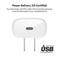 Belkin WCA005DQWH BoostCharge USB-C PD 3.0 PPS Wall Charger 30W - Power Adapter