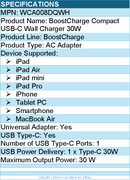 Belkin WCA008DQWH 30W Portable USB-C Wall Charger - 1xUSB-C (30W) - Fast Charge