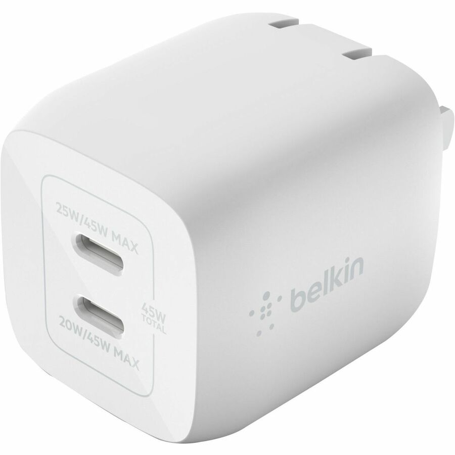 Belkin WCH011DQ2MWHB6 45W Portable Dual Port GaN Wall Charger - 2xUSB-C