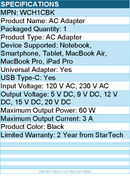 StarTech WCH1CBK USB C Wall Charger, 60W PD with 6ft/2m Cable