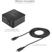 StarTech WCH1CBK USB C Wall Charger, 60W PD with 6ft/2m Cable