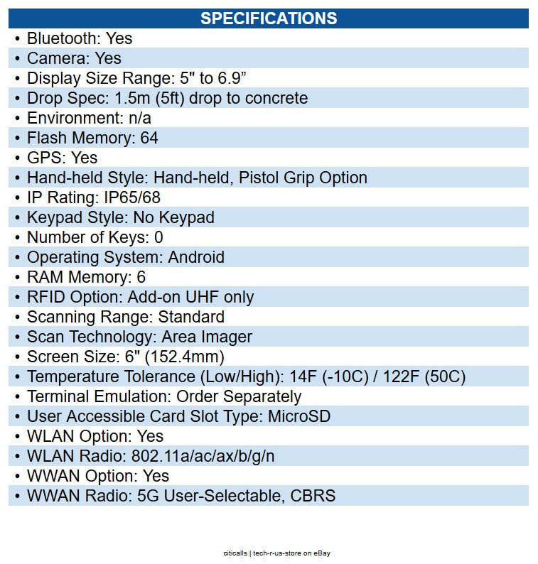 Zebra WCMTA-T27B6ABE2-NA TC27 Handheld Terminal 1D, 2D - 5G, LTE SE55Scan Engine
