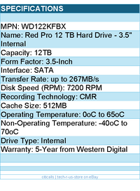 Western Digital WD122KFBX Hard Drive - 12 TB 3.5 SATA 512MB WD Red Pro