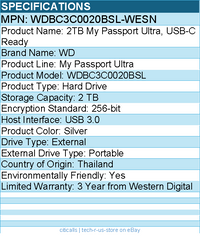 WD WDBC3C0020BSL-WESN My Passport Ultra 2 TB Portable Hard Drive - External