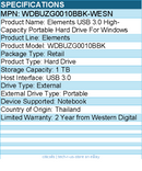 WD WDBUZG0010BBK-WESN 1 TB Elements USB 3.0 High-Capacity Portable Hard Drive