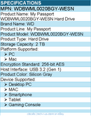 WD WDBWML0020BGY-WESN My Passport 2 TB Portable Hard Drive - External