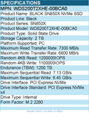 WD WDS200T2XHE-00BCA0 Black SN850X 2 TB Solid State Drive - M.2 2280 Internal
