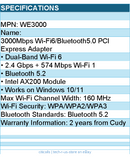 Cudy WE3000 3000Mbps Wi-Fi6 Bluetooth5.0 PCI Express Adapter Retail