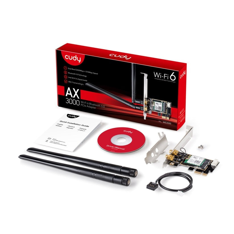 Cudy WE3000 3000Mbps Wi-Fi6 Bluetooth5.0 PCI Express Adapter Retail