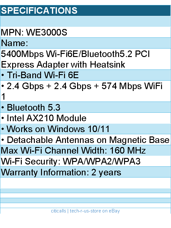 Cudy WE3000S 5400Mbps Wi-Fi6E Bluetooth5.2 PCIE Adapter w Heatsink Retail
