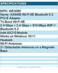 Cudy WE4000 5400Mbps Wi-Fi6E Bluetooth5.2 PCIE Adapter w Heatsink Retail