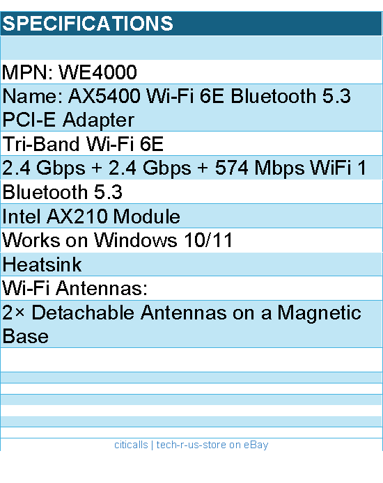 Cudy WE4000 5400Mbps Wi-Fi6E Bluetooth5.2 PCIE Adapter w Heatsink Retail