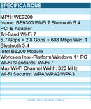 Cudy WE9300 BE9300 Wi-Fi 7 Bluetooth 5.4 PCI Express Adapter w Heatsink RTL