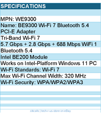 Cudy WE9300 BE9300 Wi-Fi 7 Bluetooth 5.4 PCI Express Adapter w Heatsink RTL