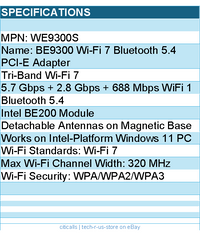 Cudy WE9300S BE9300 Wi-Fi7 Bluetooth5.4 PCIE Adapter with Heatsink Retail