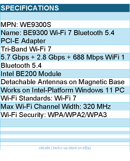 Cudy WE9300S BE9300 Wi-Fi7 Bluetooth5.4 PCIE Adapter with Heatsink Retail