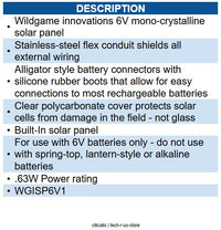 Wildgame Innovations WGI-SP-6V1 6 Volt Solar Panel WGISO0010