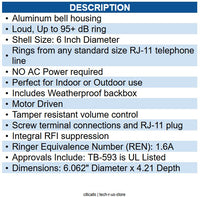 Wheelock WHTB-593 Wheelock Loud Bell
