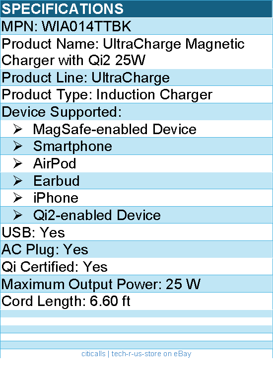 Belkin WIA014TTBK UltraCharge Magnetic Charger with Qi2 25W - Black