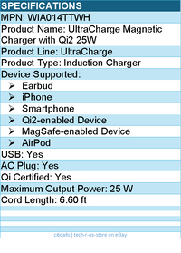 Belkin WIA014TTWH UltraCharge Magnetic Charger with Qi2 25W - Induction Charger