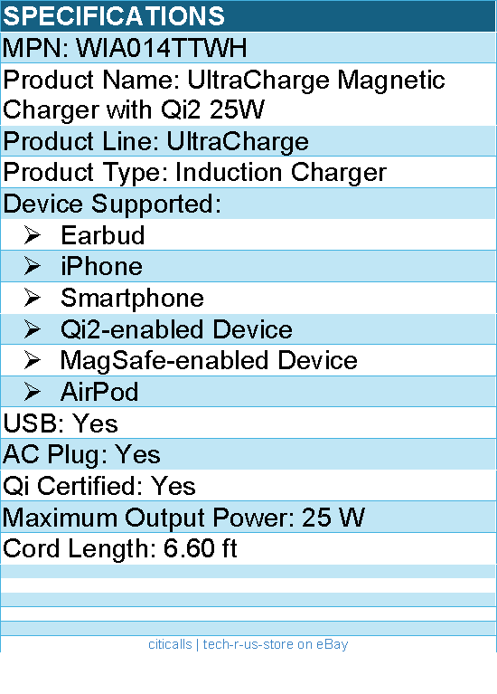 Belkin WIA014TTWH UltraCharge Magnetic Charger with Qi2 25W - Induction Charger