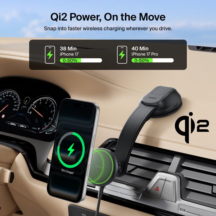 Belkin WIC011TTBK BoostCharge Magnetic Wireless Charging Car Vent Mount