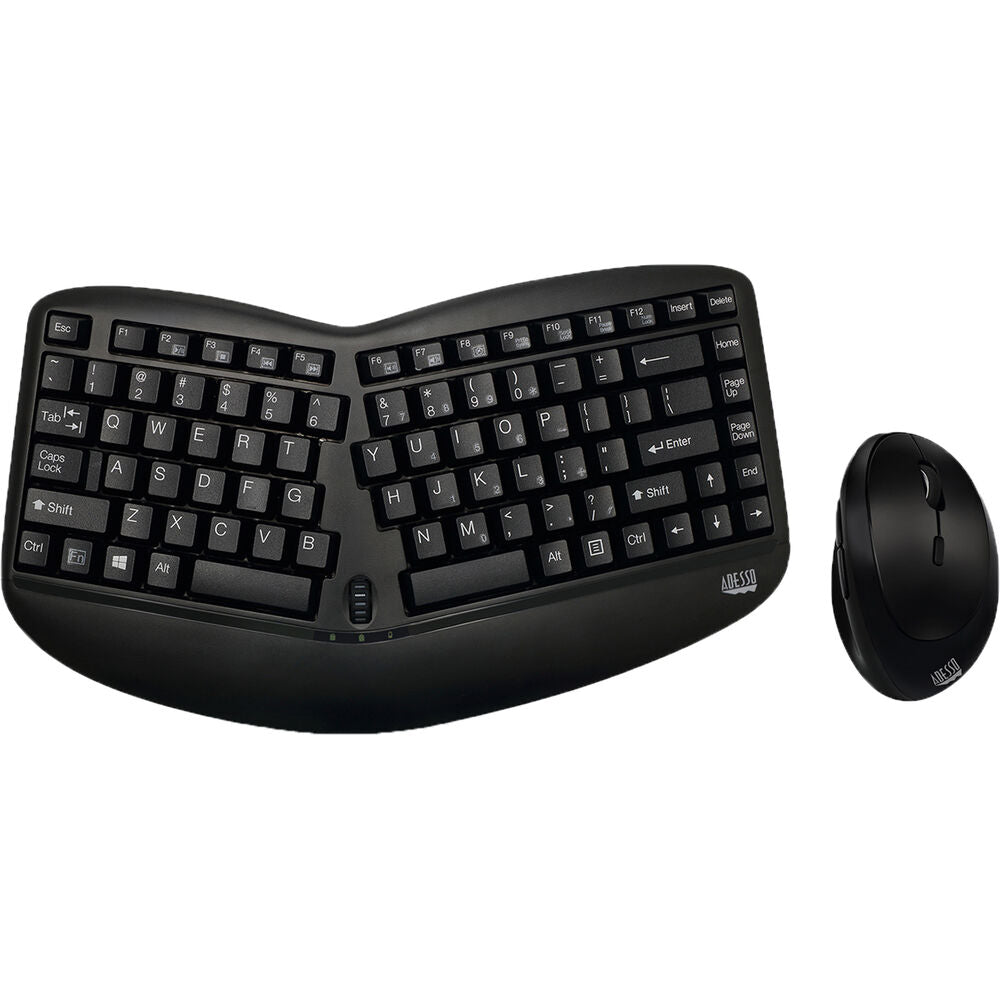 Adesso WKB-1150CB Tru-Form Wireless Ergo Mini Keyboard & Mouse - Wireless - RF