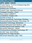 Adesso WKB-1150CB Tru-Form Wireless Ergo Mini Keyboard & Mouse - Wireless - RF