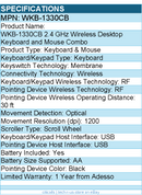 Adesso WKB-1330CB 2.4 GHz Wireless Desktop Keyboard and Mouse Combo