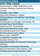 Adesso WKB-1330CB 2.4 GHz Wireless Desktop Keyboard and Mouse Combo - Black