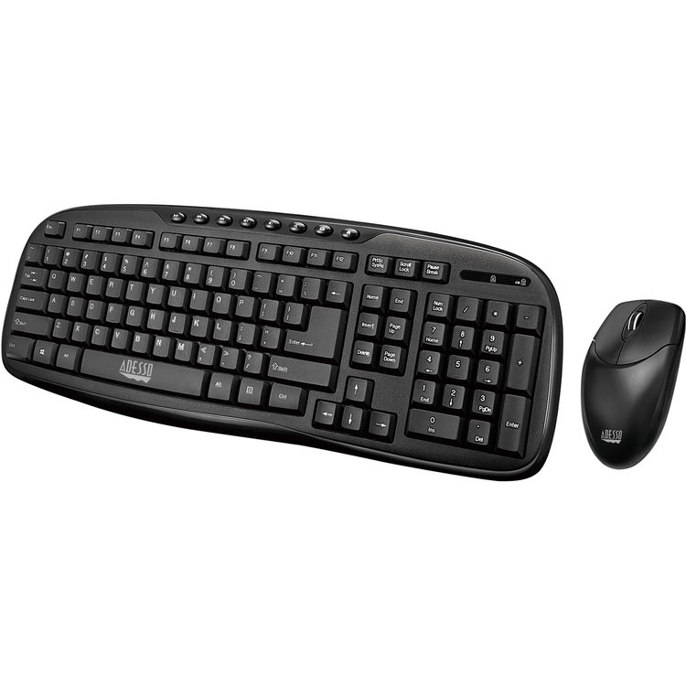 Adesso WKB-1330CB 2.4 GHz Wireless Desktop Keyboard and Mouse Combo - Black