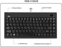 Adesso WKB-3100UB Wireless Keyboard - USB - 87 Keys - Black