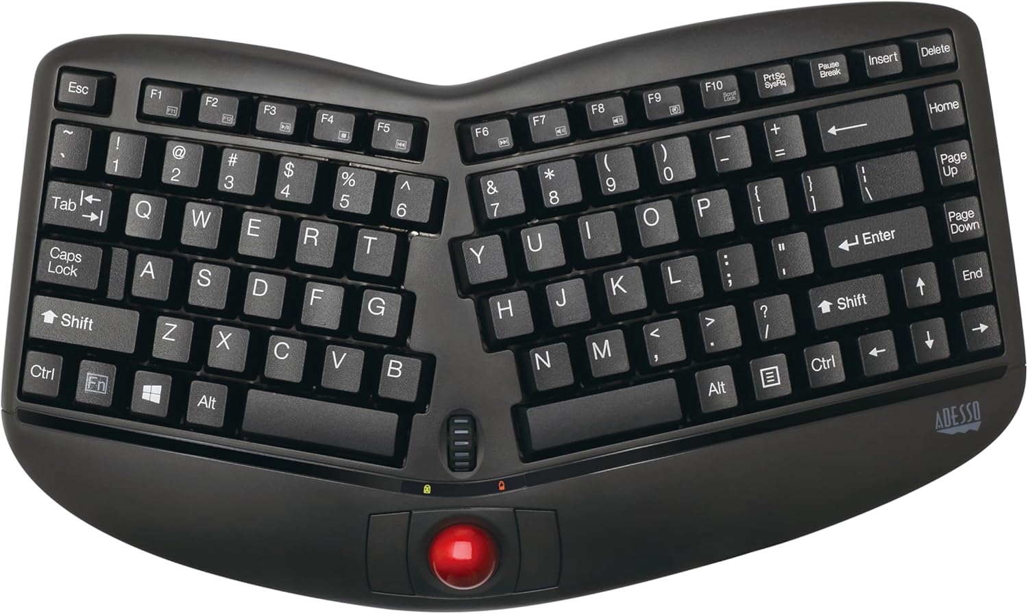 Adesso WKB-3150UB Tru-Form Media 3150 - 2.4 GHz Wireless Ergo Trackball Keyboard