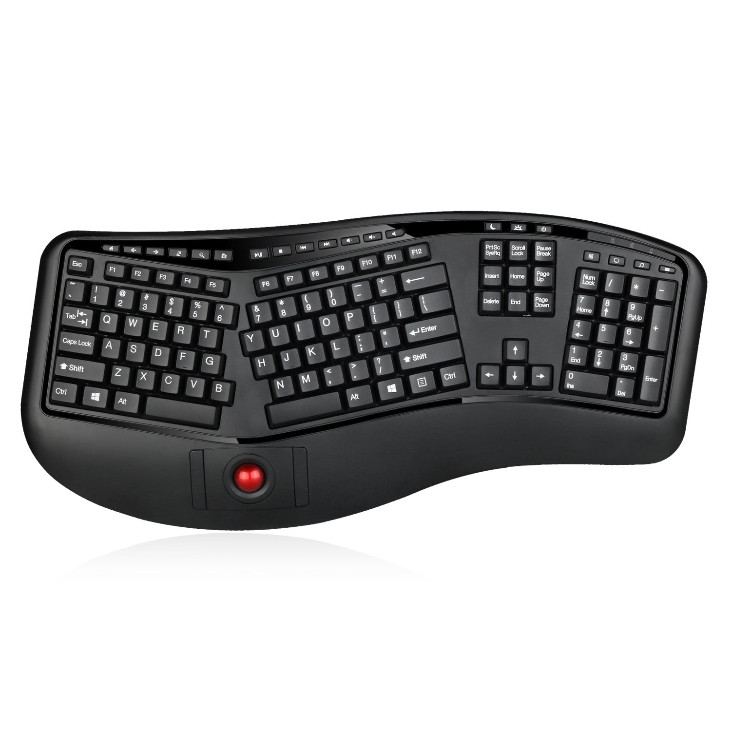 Adesso WKB-3500UB 2.4 GHz Wireless Ergonomic Trackball Keyboard - Wireless