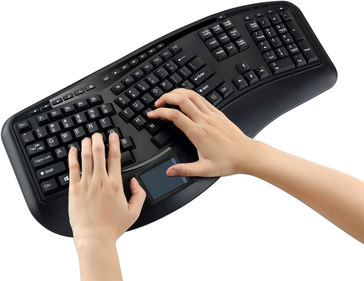 Adesso WKB-4500UB 2.4GHz Wireless Ergonomic Touchpad Keyboard - Full-size