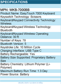 Adesso WKB-7000BB EasyTouch 7000 Multi OS Bluetooth Scissor Switch Keyboard