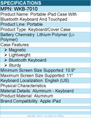 Adesso WKB-7010 Bluetooth Keyboard for iPad Pro 11 inch, 1st, 2nd, 3rd, 4th