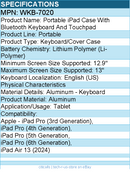 Adesso WKB-7020 Bluetooth Keyboard for iPad Pro 12.9 inch M1, M2, M3