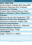 Adesso WKB-7050 Bluetooth Keyboard for iPad Pro 11 inch and iPad Pro 10.9 inch
