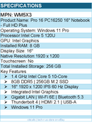 Dell WM5X3 Pro 16 PC16250 16" Notebook - Full HD Plus - 60 Hz - Intel Core 5